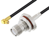 Push-On SMP Female Right Angle to Reverse Polarity TNC Female Bulkhead Cable 48 Inch Length Using LMR-100 Coax - PE3W05481-48 - Pasternack
