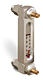 Aluminum Liquid Level Gage with Card Thermometer and Shut-off, 4” Centerline, 1/4