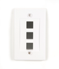 3-Port White Single-Gang Keystone Wallplate - WPWH-3 - Black Box