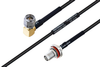 MIL-DTL-17 SMA Male Right Angle to SMA Female Bulkhead Cable 16 Inch Length Using M17/119-RG174 Coax - PE3M0109-16 - Pasternack