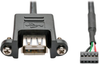 USB 2.0 Panel Mount Cable, 5-Pin Motherboard IDC to USB Type-A (F/F), 1 ft. -- U024-001-5P-PM