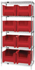 Open Wire Shelving, 5Shelves, 8Bins, Red; Shelving Unit Type Quantum Storage - 44AC8168 - Newark, An Avnet Company