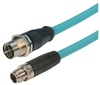 Category 6a M12 8 Position X code SF/UTP Industrial Cable, M12 M/M12 F Panel Mount, 1.0m - TAA00012-1M - MilesTek Corporation