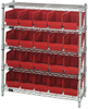 Open Wire Shelving, 5Shelves, 20Bin, Red; Shelving Unit Type Quantum Storage - 44AC8137 - Newark, An Avnet Company