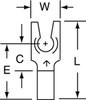 3M Scotchlok Red Locking Brazed Non-Insulated Brazed Fork & Spade Terminal M18-6FLX - 0.68 in Length - 0.25 in Fork Width - #6 Stud - 051128-58850 - R. S. Hughes Company, Inc.