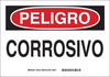 Brady B-401 Polystyrene Rectangle White Chemical, Biohazard, Hazardous & Flammable Material Sign - 10 in Width x 7 in Height - Language Spanish - TEXT: PELIGRO CORROSIVO - 39107 - 754473-39107 - R. S. Hughes Company, Inc.
