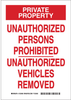 Brady B-555 Aluminum Rectangle White Restricted Area / No Trespassing Sign - 7 in Width x 10 in Height - 123496 - 754473-79068 - R. S. Hughes Company, Inc.