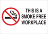 Brady B-120 Fiberglass Reinforced Polyester Rectangle White Smoking Not Permitted Sign - 10 in Width x 7 in Height - TEXT: THIS IS A SMOKE FREE WORK PLACE - 72349 - 754476-72349 - R. S. Hughes Company, Inc.