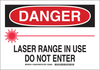 Brady B-401 Polystyrene Rectangle White Laser Hazard Sign - 10 in Width x 7 in Height - TEXT: DANGER LASER RANGE IN USE DO NOT ENTER - 129265 - 754473-78335 - R. S. Hughes Company, Inc.