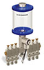 Blue Color Key, Clear View Multiple Feed Electro Lubricator, 1 pt Acrylic Reservoir, 6 Feeds, 1/4” OD Tube Outlets, 120V/60Hz - B5162-016AB0612061BW - Oil-Rite Corp.