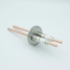 Power Feedthrough, 12000 Volts, 180 Amps, 2 Pins, 0.25″ Copper Conductors, 2.16″ QF / KF Flange - A0114-1-QF - MPF Products, INC.