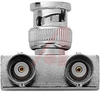 Adapter; BNC Male to Dual BNC Female; Nickel plated Brass; Brass; Gold; 500 V - 70197095 - Allied Electronics, Inc.