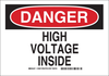 Brady B-120 Fiberglass Reinforced Polyester Rectangle White Electrical Safety Sign - 10 in Width x 7 in Height - TEXT: DANGER HIGH VOLTAGE INSIDE - 87678 - 754476-87678 - R. S. Hughes Company, Inc.