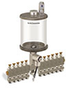 Levelux Clear View Multiple Feed Electro Lubricator, 1 qt Pyrex Reservoir, 11 Feeds, 1/8