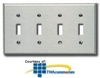Leviton 4-Gang Oversized 4-Toggle Metal Wallplate - 84112-40 - TelephoneStuff.com