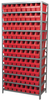 Akro-Mils Shelfmax 6500 lb Adjustable Red Gray Powder Coated Steel 22 ga Open Adjustable Fixed Shelving System - 80 Bins - 6500 lb Total Capacity - AS1879048 RED - AS1879048 RED - R. S. Hughes Company, Inc.