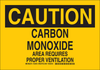 Brady B-302 Polyester Rectangle Yellow Chemical, Biohazard, Hazardous & Flammable Material Sign - 14 in Width x 10 in Height - Laminated - TEXT: CAUTION CARBON MONOXIDE AREA REQUIRES PROPER VENTILATIO - 754473-74065 - R. S. Hughes Company, Inc.