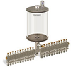 Levelux Clear View Multiple Feed Manual Lubricator, 1/2 gal Acrylic Reservoir, 22 Feeds, 1/4” OD Tube Outlets - B5178-064AB221W - Oil-Rite Corp.