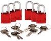 Brady Compact Aluminum Padlock Red Keyed Different 6 Pack - 133261 - Brady Corporation