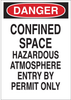 Brady B-555 Aluminum Rectangle White Confined Space Sign - 10 in Width x 14 in Height - 40996 - 754476-40996 - R. S. Hughes Company, Inc.