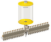 Yellow Color Key, Clear View Multiple Feed Electro Lubricator, 1/2 gal Pyrex Reservoir, 24 Feeds, 1/8” Female NPT Outlets, 24VDC - B5162-064PB24024D2YW - Oil-Rite Corp.