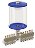 Blue Color Key, Clear View Multiple Feed Manual Lubricator, 1/2 gal Pyrex Reservoir, 11 Feeds, 1/8
