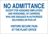 Brady B-401 High Impact Polystyrene Rectangle White Restricted Area / No Trespassing Sign - 14 in Width x 10 in Height - 22224 - 754476-22224 - R. S. Hughes Company, Inc.