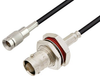 1.0/2.3 Plug to BNC Female Bulkhead Cable 12 Inch Length Using LMR-100 Coax -- PE3W05192-12 - Image