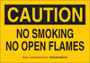 Brady B-555 Aluminum Rectangle Yellow Smoking Not Permitted Sign - 14 in Width x 10 in Height - TEXT: CAUTION NO SMOKING NO OPEN FLAMES - 128103 - 754473-76861 - R. S. Hughes Company, Inc.