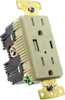 Usb Charger Rcpt, 2Port, 15A/125V, Ivory; Product Range Hubbell Wiring Devices - 58AC0190 - Newark, An Avnet Company