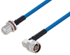 Plenum N Male Right Angle to N Female Bulkhead Low PIM Cable 36 Inch Length Using SPP-250-LLPL Coax Using Times Microwave Parts - PE3C6204-36 - Pasternack