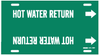 Brady B-915 White on Green Plastic Strap-On Pipe Marker - 1 1/4 in Character Height - Printed Msg = HOT WATER RETURN - 4337-F - 754473-67475 - R. S. Hughes Company, Inc.