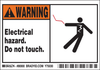Brady B-302 Black / Orange on White Rectangle Polyester Electrical Hazard Label - 5 in Width - 3 1/2 in Height - Printed Text = ELECTRICAL HAZARD. DO NOT TOUCH. - 86900 - 754476-86900 - R. S. Hughes Company, Inc.