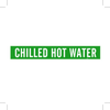 Brady B-946 White on Green Vinyl Self-Adhesive Pipe Marker - 2 1/4 in Height - 2 in Character Height - 14 in Length - Printed Msg = CHILLED HOT WATER - 7044-1 - 754476-90065 - R. S. Hughes Company, Inc.