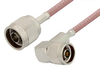 N Male to N Male Right Angle Cable 12 Inch Length Using RG142 Coax - PE3726-12 - Pasternack