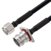 Low PIM 2.2-5 Male to 4.3-10 Female 4 Hole Flange Cable 1/4 inch Superflexible Coax in 36 Inch - FMCA2366-36 - Fairview Microwave Inc.
