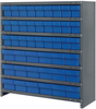 Closed Shelving, 7Shelves, 45Bins, Blue; Shelving Unit Type Quantum Storage - 44AC4616 - Newark, An Avnet Company