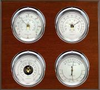 4 Instrument Weather Station - Observer, Chrome Brass cases, Silver dials, Mahogany panel -  - Maximum Weather Instruments