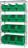Open Wire Shelving, 5Shelves, 12Bin, Grn; Shelving Unit Type Quantum Storage - 44AC8147 - Newark, An Avnet Company