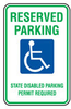 Brady Aluminum Rectangle White Disabled Parking & Building Access Sign - 12 in Width x 18 in Height - TEXT: RESERVED PARKING STATE DISABLED PARKING PERMIT REQUIRED - 103770 -- 754473-50162 - Image