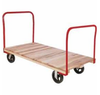 Akro-Mils 1 3000 lb Powder Coated Wood Platform Truck - Open Handle - 48 in Deck Length - 36 in Deck Height - 5 in 2 Swivel, 2 Rigid Mold-on Rubber Casters - RPT24481B5M6 -- RPT24481B5M6 - Image