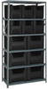 Open Shelving, 6Shelves, 10Bins, Black; Shelving Unit Type Quantum Storage - 44AC6734 - Newark, An Avnet Company