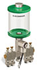 Green Color Key, Clear View Multiple Feed Electro Lubricator, 1 pt Acrylic Reservoir, 4 Feeds, 1/8