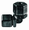 Compression fittings, Union elbows; Black PP, 1/2