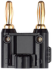 Double Banana Plug W/ Cable Guide, 15A, Screw, Black; Gender Pomona - 77B2790 - Newark, An Avnet Company
