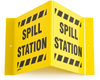 Brady Acrylic V Shape Yellow Spill Response Equipment & Spill Station Sign - 15 in Width x 8 in Height - TEXT: SPILL STATION - V2SS24A -- 754476-49421 - Image