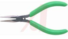 5 IN. DIAGONAL THIN LONG NOSE PLIERS WITH GREEN CUSHION GRIPS, CARDED -- 70222574 - Image