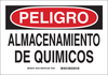 Brady B-401 Polystyrene Rectangle White Chemical, Biohazard, Hazardous & Flammable Material Sign - 10 in Width x 7 in Height - Language Spanish - TEXT: PELIGRO ALMACENAMIENTO DE QUIMICOS - 39105 - 754473-39105 - R. S. Hughes Company, Inc.