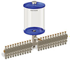 Blue Color Key, Clear View Multiple Feed Manual Lubricator, 1/2 gal Pyrex Reservoir, 23 Feeds, 1/4” OD Tube Outlets - B5163-064PB231BW - Oil-Rite Corp.