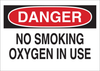 Brady B-555 Aluminum Rectangle White Chemical, Biohazard, Hazardous & Flammable Material Sign - 10 in Width x 7 in Height - TEXT: DANGER NO SMOKING OXYGEN IN USE - 42663 - 754476-42663 - R. S. Hughes Company, Inc.